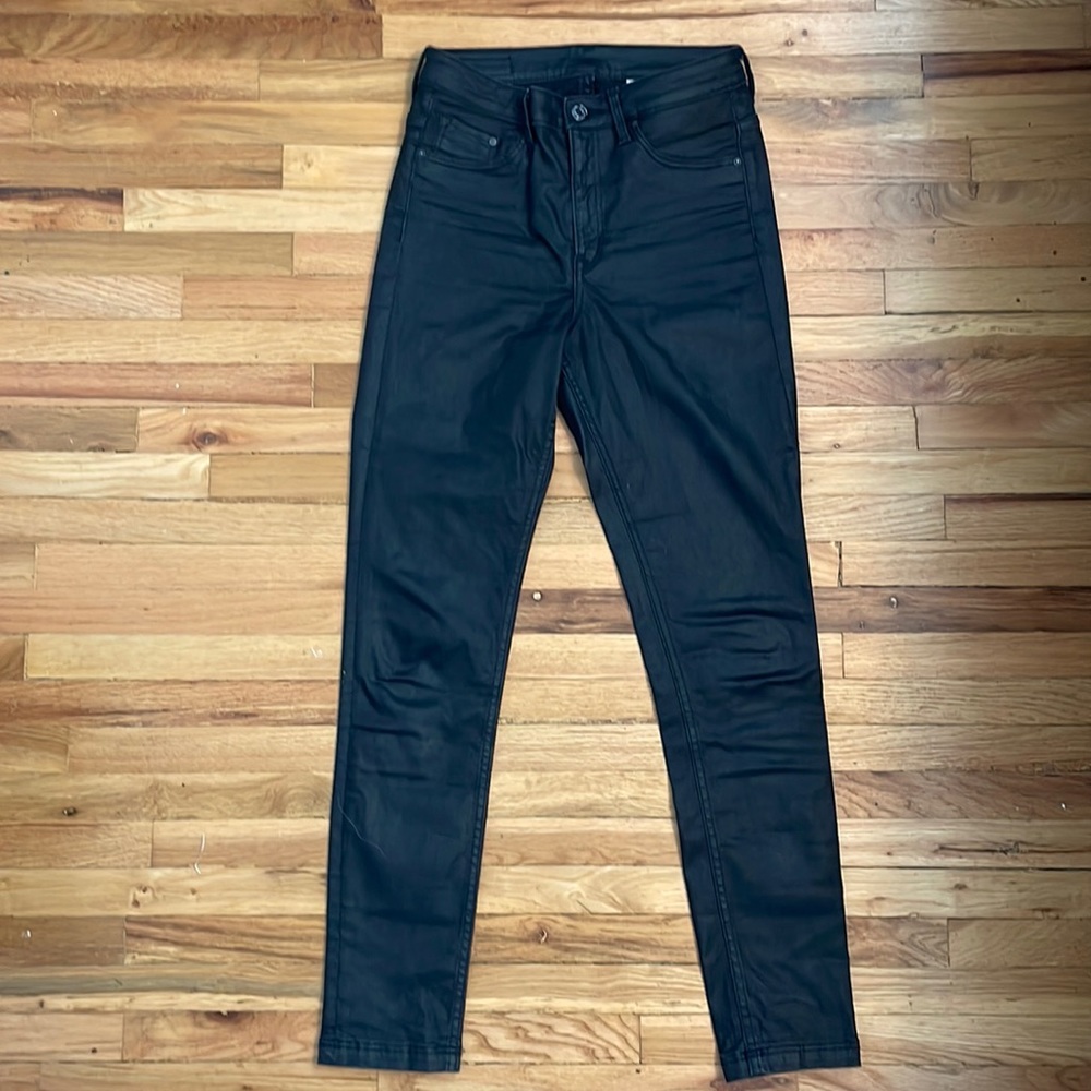 H&M high waist skinny leather black jeans - 28/30